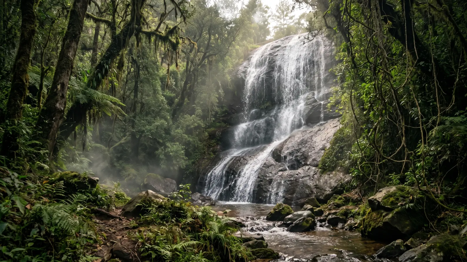 Forest waterfall near Vattakanal and Bear Shola, Kodaikanal