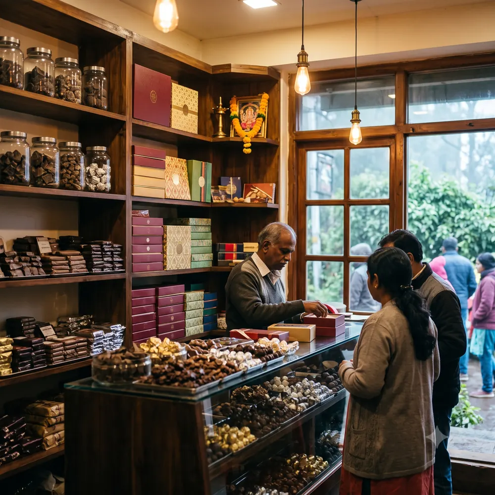 Kodaikanal town center chocolate shops