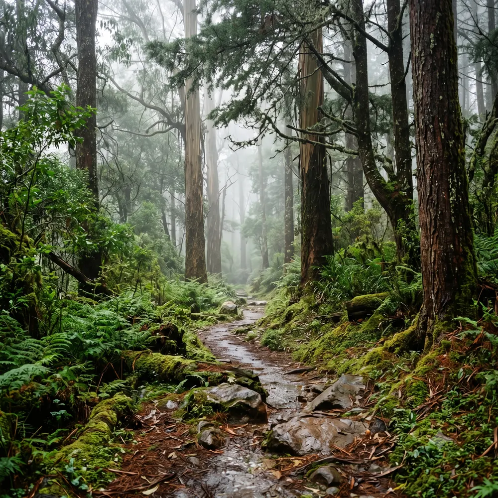 Trekking trail near a tent stay site in Kodaikanal