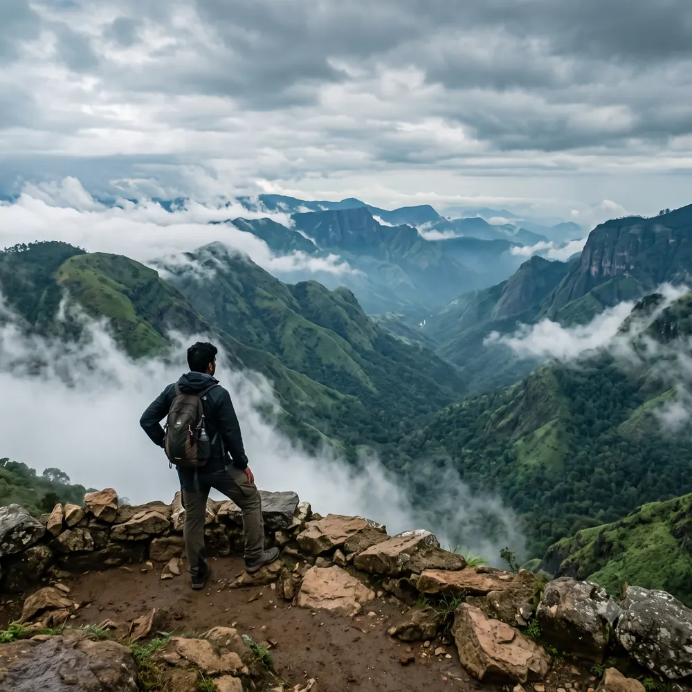 Misty viewpoint near lodge properties in Kodaikanal