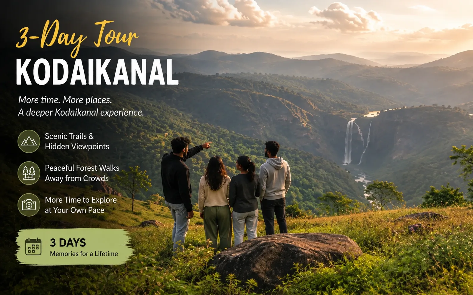 Guided tour group at a Kodaikanal viewpoint